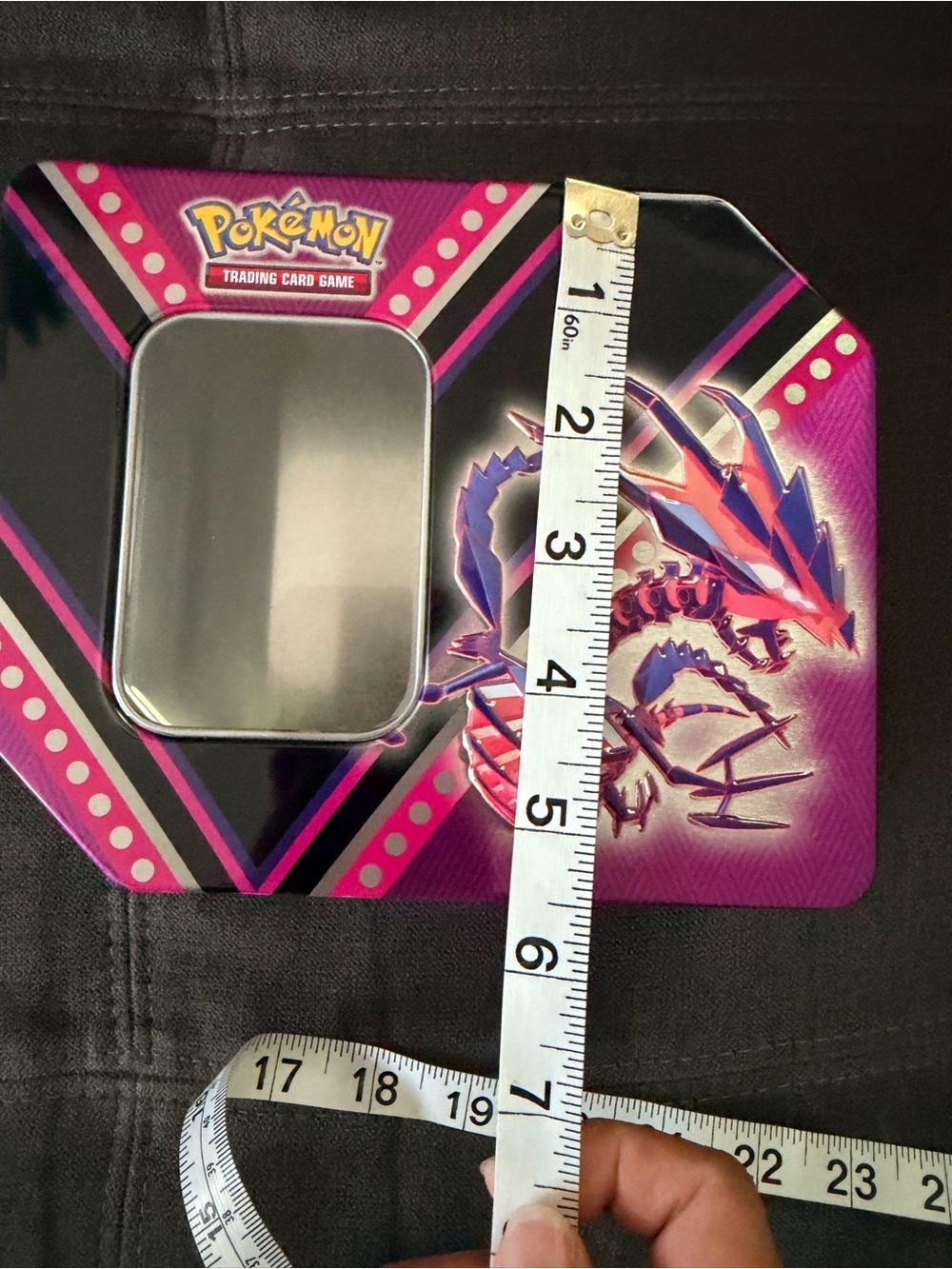Pokemon Pink and Purple Steel Tin Featuring Skeletal Dragon Art - Picture 7 of 7
